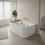 Broadway FS38 Spa Bath Back To Wall Tub Slim Edge 1500x750x600mm - Gloss White