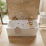 Broadway FS38 Spa Bath Back To Wall Tub Slim Edge 1500x750x600mm - Gloss White