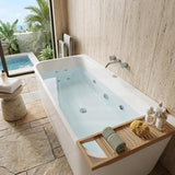 Broadway FS38 Spa Bath Back To Wall Tub Slim Edge 1500x750x600mm - Gloss White