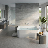 Broadway FS38 Spa Bath Back To Wall Tub Slim Edge 1500x750x600mm - Gloss White