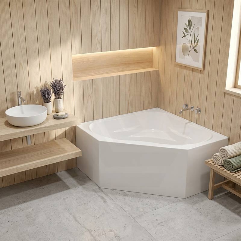 Broadway FS53 Corner Bathtub Acrylic 1290/1490x640mm - Gloss White
