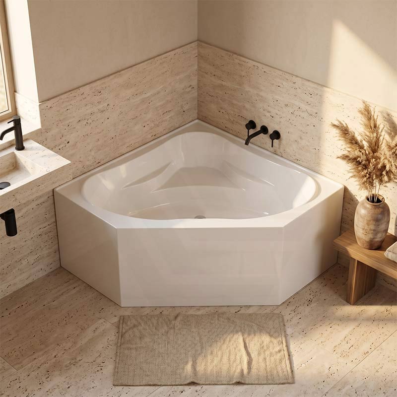 Broadway FS53 Corner Bathtub Acrylic 1290/1490x640mm - Gloss White