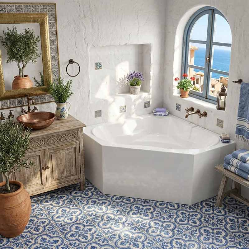 Broadway FS53 Corner Bathtub Acrylic 1290/1490x640mm - Gloss White