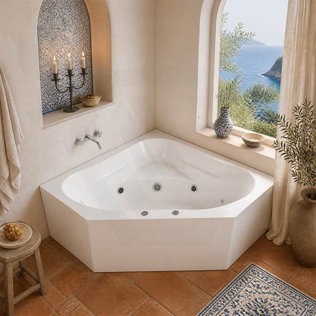Broadway FS53 Acrylic Corner Spa Bathtub 1290/1490x640mm - Gloss White