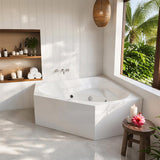 Broadway FS53 Acrylic Corner Spa Bathtub 1290/1490x640mm - Gloss White