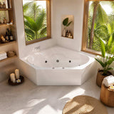 Broadway FS53 Acrylic Corner Spa Bathtub 1290/1490x640mm - Gloss White