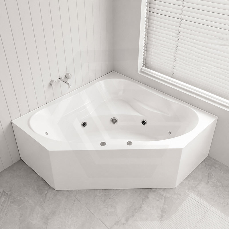 Broadway FS53 Acrylic Corner Spa Bathtub 1290/1490x640mm - Gloss White