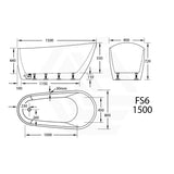 Broadway FS6 1300/1500/1700mm Acrylic Freestanding Bathtub
