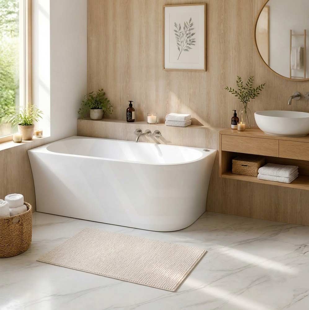 Broadway FS7 Back to Wall Spa Bathtub Acrylic Left / Right Corner Available 1500/1700x780x600mm  - Gloss White