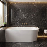 Broadway FS7 Back to Wall Spa Bathtub Acrylic Left / Right Corner Available 1500/1700x780x600mm  - Gloss White