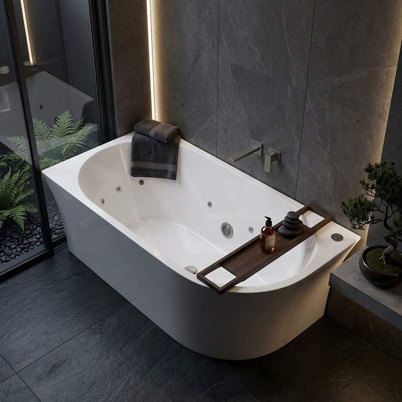 Broadway FS7 Back to Wall Spa Bathtub Acrylic Left / Right Corner Available 1500/1700x780x600mm  - Gloss White