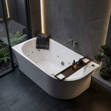 Broadway FS7 Back to Wall Spa Bathtub Acrylic Left / Right Corner Available 1500/1700x780x600mm  - Gloss White