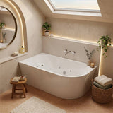 Broadway FS7 Back to Wall Spa Bathtub Acrylic Left / Right Corner Available 1500/1700x780x600mm  - Gloss White