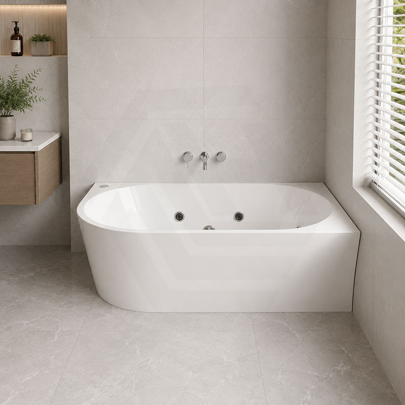 Broadway FS7 Back to Wall Spa Bathtub Acrylic Left / Right Corner Available 1500/1700x780x600mm  - Gloss White