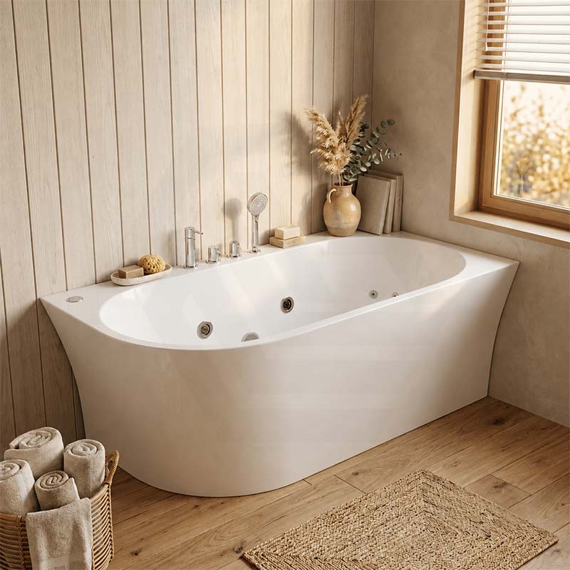 Broadway FS7 Back to Wall Spa Bathtub Acrylic Left / Right Corner Available 1500/1700x780x600mm  - Gloss White