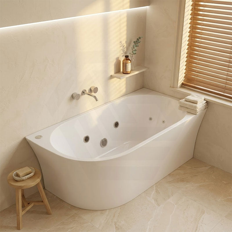 Broadway FS7 Back to Wall Spa Bathtub Acrylic Left / Right Corner Available 1500/1700x780x600mm  - Gloss White
