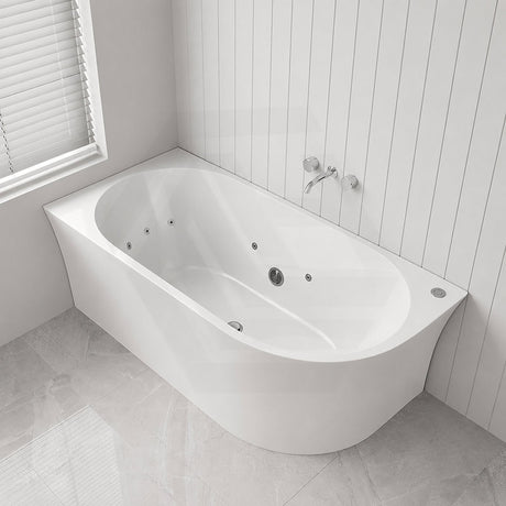 Broadway FS7 Back to Wall Spa Bathtub Acrylic Left / Right Corner Available 1500/1700x780x600mm  - Gloss White