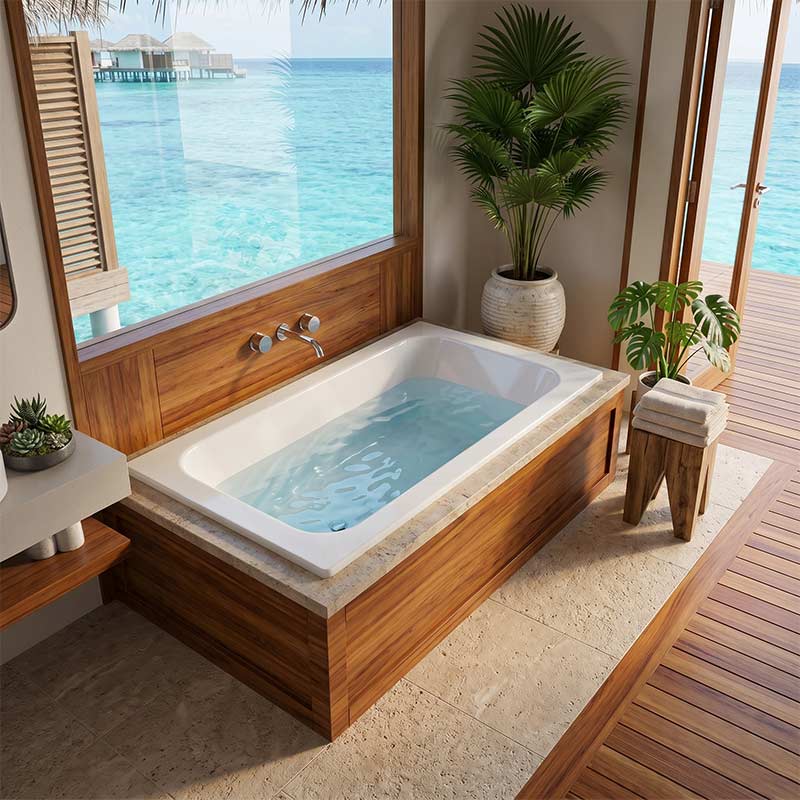 Broadway Grandisimo Bath Rectangle Acrylic Drop In Bathtub 1400x820x520mm - Gloss White