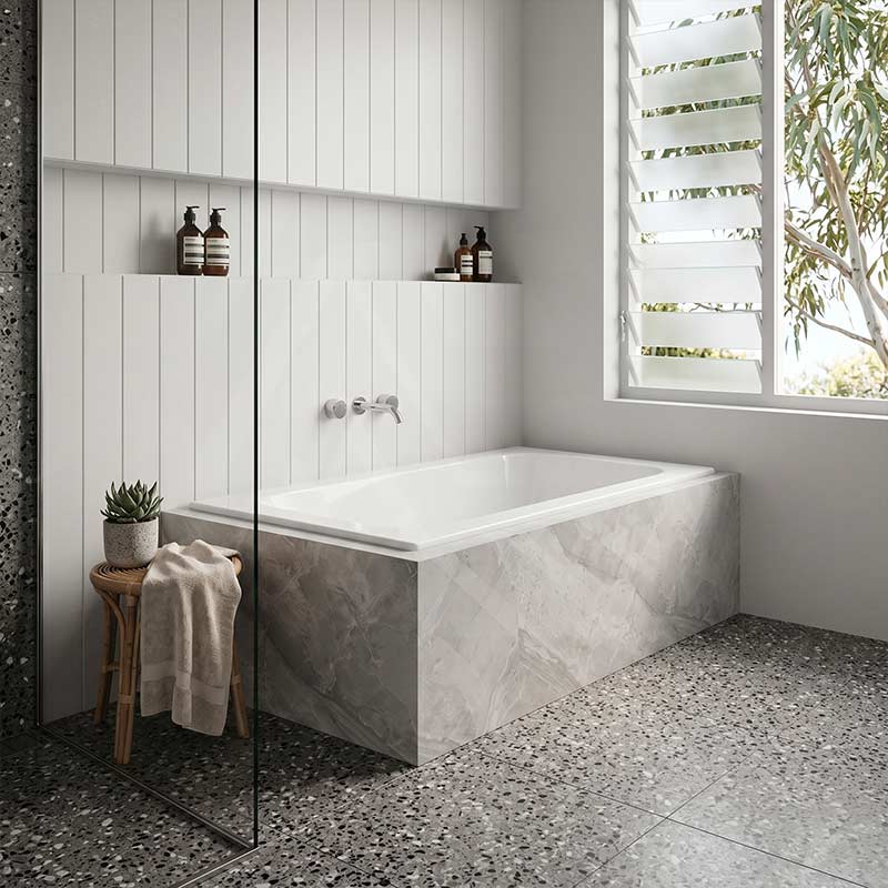 Broadway Grandisimo Bath Rectangle Acrylic Drop In Bathtub 1400x820x520mm - Gloss White