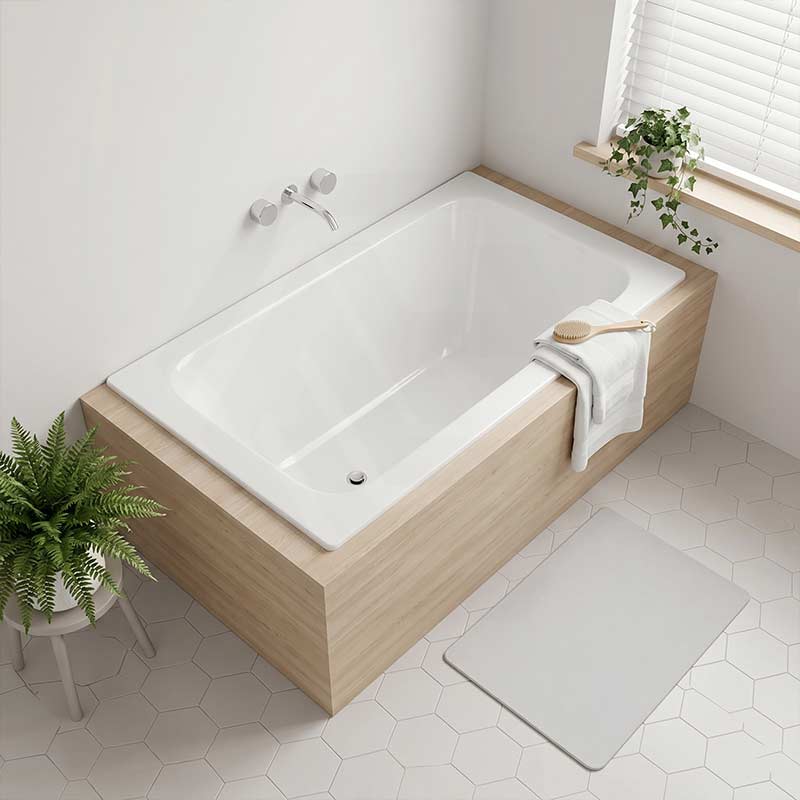 Broadway Grandisimo Bath Rectangle Acrylic Drop In Bathtub 1400x820x520mm - Gloss White