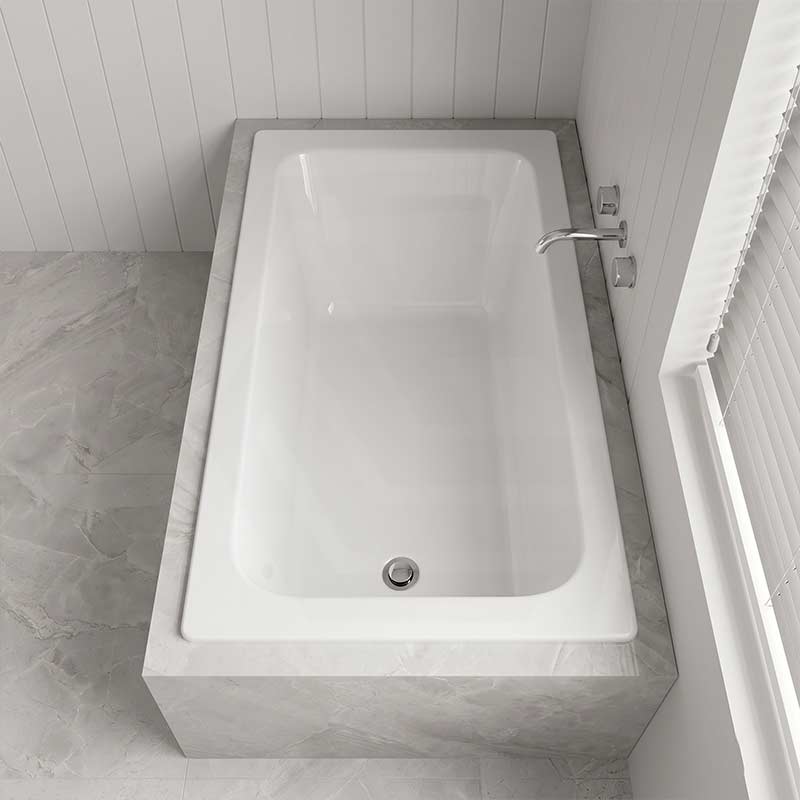 Broadway Grandisimo Bath Rectangle Acrylic Drop In Bathtub 1400x820x520mm - Gloss White