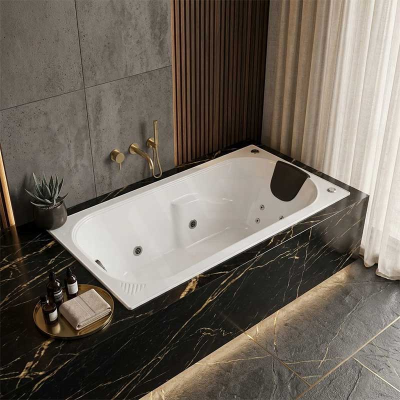 Broadway Isabella Spa Bath Rectangula Drop-in Tub 1320/1530/1650/1800x815x530mm - Gloss White