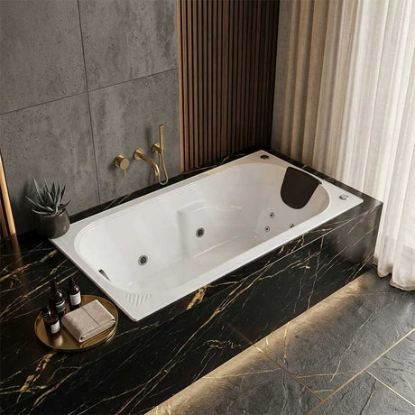 Broadway Isabella Spa Bath Rectangula Drop-in Tub 1320/1530/1650/1800x815x530mm - Gloss White