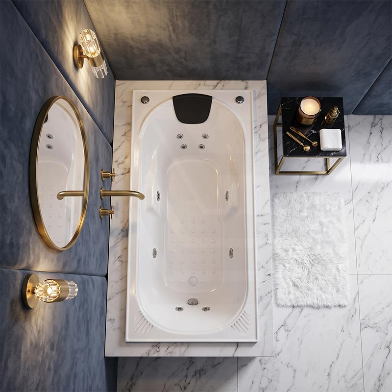 Broadway Isabella Spa Bath Rectangula Drop-in Tub 1320/1530/1650/1800x815x530mm - Gloss White