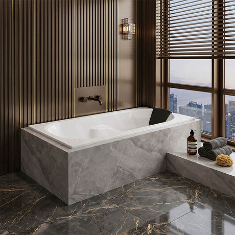 Broadway Isabella Rectangle Acrylic Drop In Bathtub 1320/1530/1650/1800mm - Gloss White