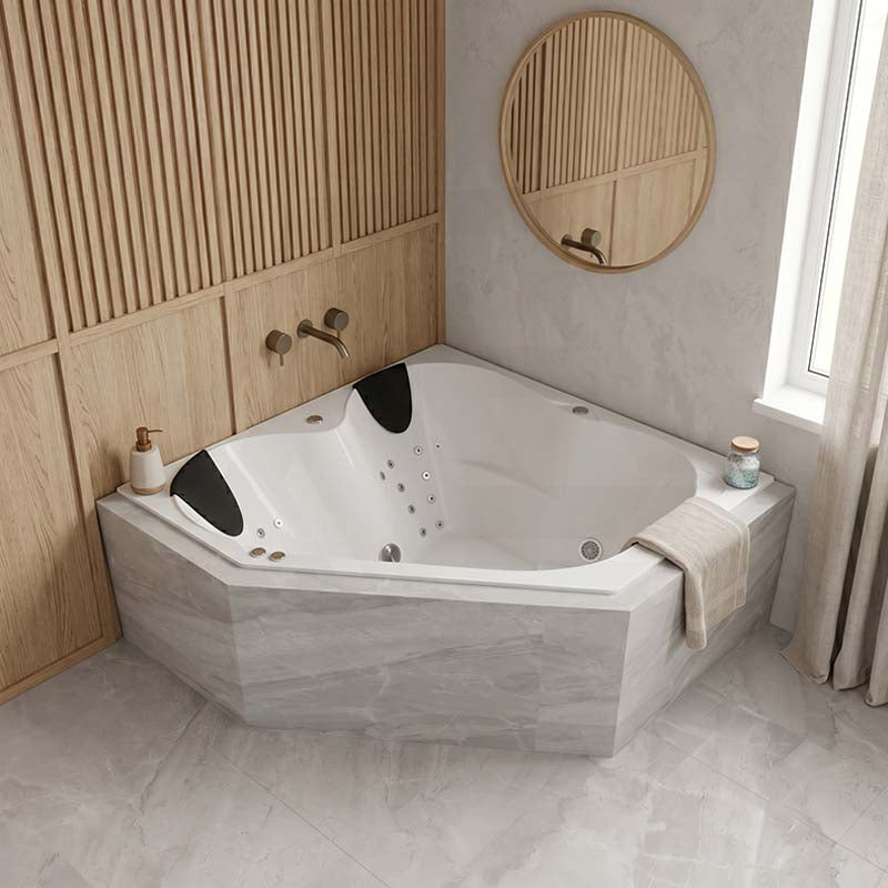 Broadway Karmen Spa Bathtub Corner Drop-in Tub with Hot Pump 1400x1400x500mm/1540x1540x500mm - Gloss White