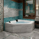 Broadway Karmen Spa Bathtub Corner Drop-in Tub with Hot Pump 1400x1400x500mm/1540x1540x500mm - Gloss White