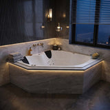 Broadway Karmen Spa Bathtub Corner Drop-in Tub with Hot Pump 1400x1400x500mm/1540x1540x500mm - Gloss White