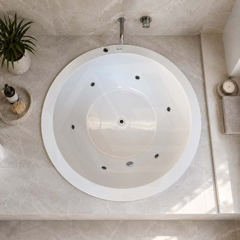 Broadway Lucena Spa Bath Round Drop-in Tub 1495x1495x490mm - Gloss White
