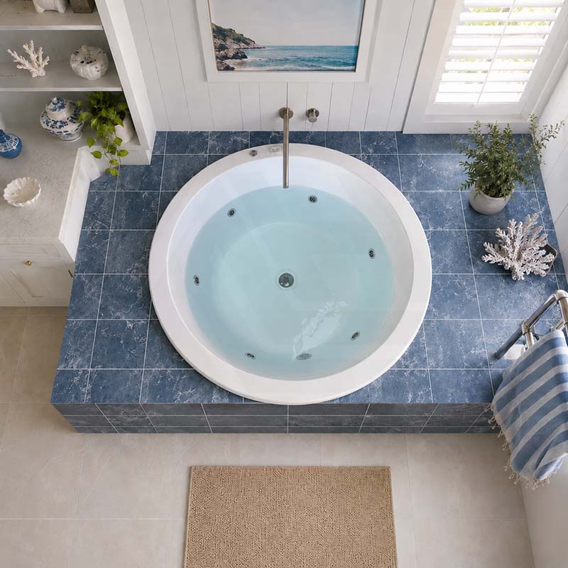 Broadway Lucena Spa Bath Round Drop-in Tub 1495x1495x490mm - Gloss White