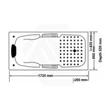 Broadway Marchena Bath 1725x860x530mm Rectangle Acrylic Drop In Bathtub Gloss White