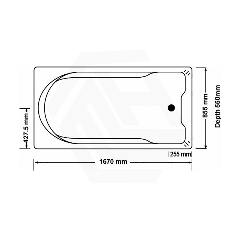 Broadway Montillo Bath 1670x855x550mm Rectangle Acrylic Drop In Bathtub Gloss White
