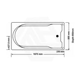 Broadway Montillo Bath 1670x855x550mm Rectangle Acrylic Drop In Bathtub Gloss White