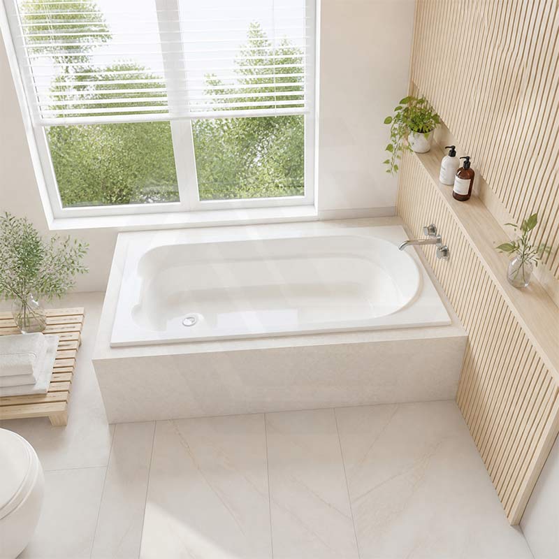 Broadway Montillo Rectangle Acrylic Drop In Bathtub 1670x855x550mm - Gloss White