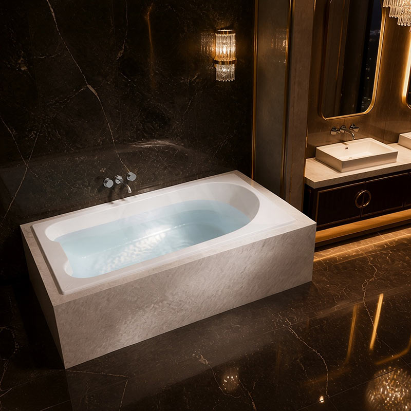 Broadway Montillo Rectangle Acrylic Drop In Bathtub 1670x855x550mm - Gloss White