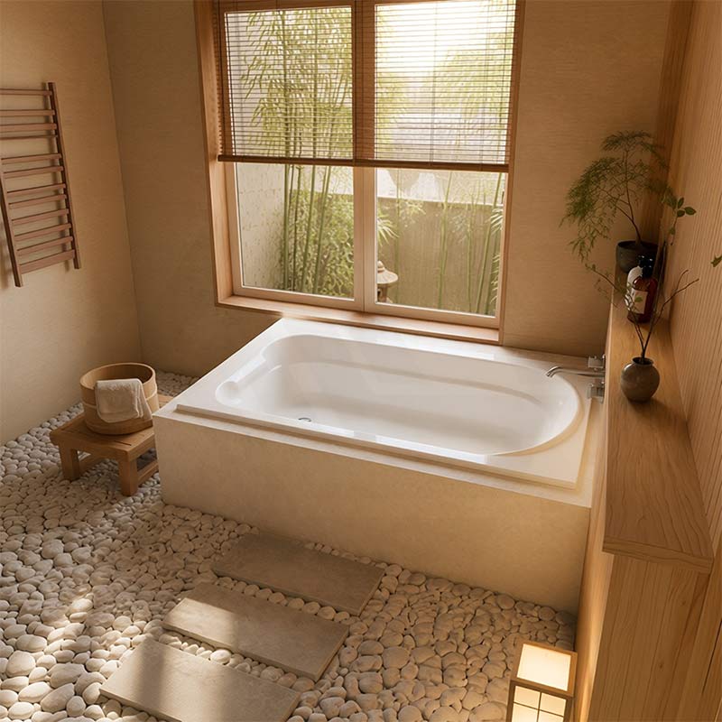 Broadway Montillo Rectangle Acrylic Drop In Bathtub 1670x855x550mm - Gloss White