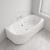 Broadway Oviedo 1700x800x580mm Left/Right Corner Back to Wall Spa Bathtub Acrylic Gloss White/Matt White