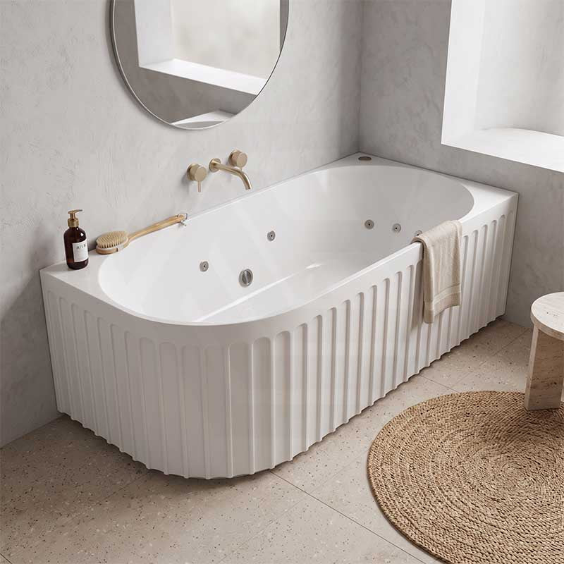 Broadway Oviedo Left/Right Corner Back to Wall Spa Bathtub Acrylic 1700x800x580mm - Gloss White/Matt White