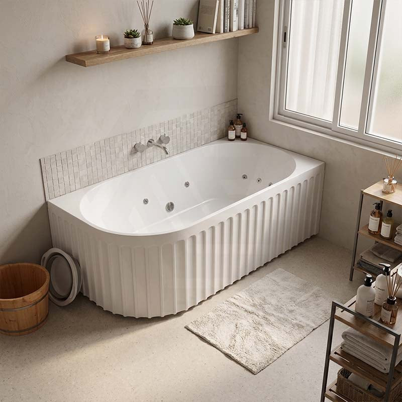 Broadway Oviedo Left/Right Corner Back to Wall Spa Bathtub Acrylic 1700x800x580mm - Gloss White/Matt White