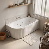 Broadway Oviedo Left/Right Corner Back to Wall Spa Bathtub Acrylic 1700x800x580mm - Gloss White/Matt White