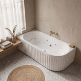 Broadway Oviedo Left/Right Corner Back to Wall Spa Bathtub Acrylic 1700x800x580mm - Gloss White/Matt White
