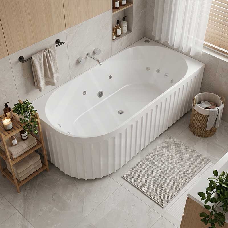Broadway Oviedo Left/Right Corner Back to Wall Spa Bathtub Acrylic 1700x800x580mm - Gloss White/Matt White