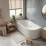 Broadway Oviedo Left/Right Corner Back to Wall Spa Bathtub Acrylic 1700x800x580mm - Gloss White/Matt White