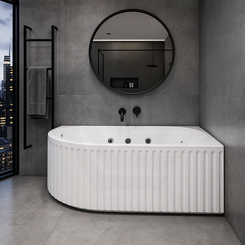 Broadway Oviedo Left/Right Corner Back to Wall Spa Bathtub Acrylic 1700x800x580mm - Gloss White/Matt White