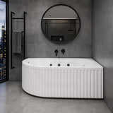 Broadway Oviedo Left/Right Corner Back to Wall Spa Bathtub Acrylic 1700x800x580mm - Gloss White/Matt White