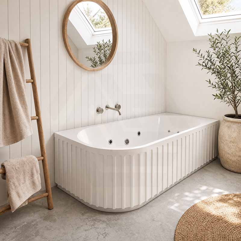Broadway Oviedo Left/Right Corner Back to Wall Spa Bathtub Acrylic 1700x800x580mm - Gloss White/Matt White